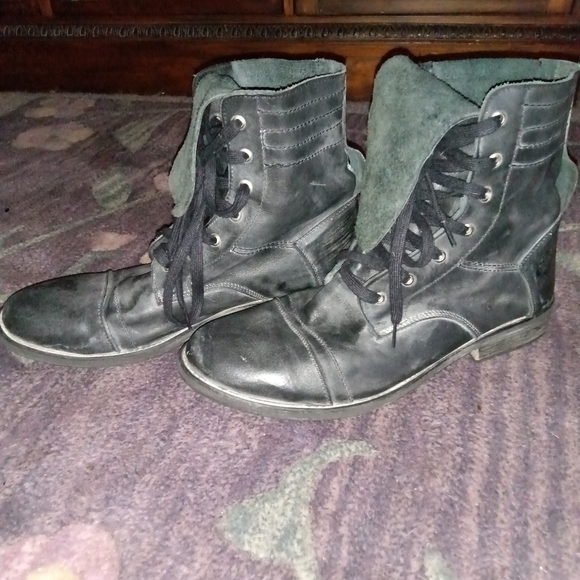 Affliction Black Pull Up 7 Eyelet Military Leather Lace Up Combat Boots - Picture 10 of 10